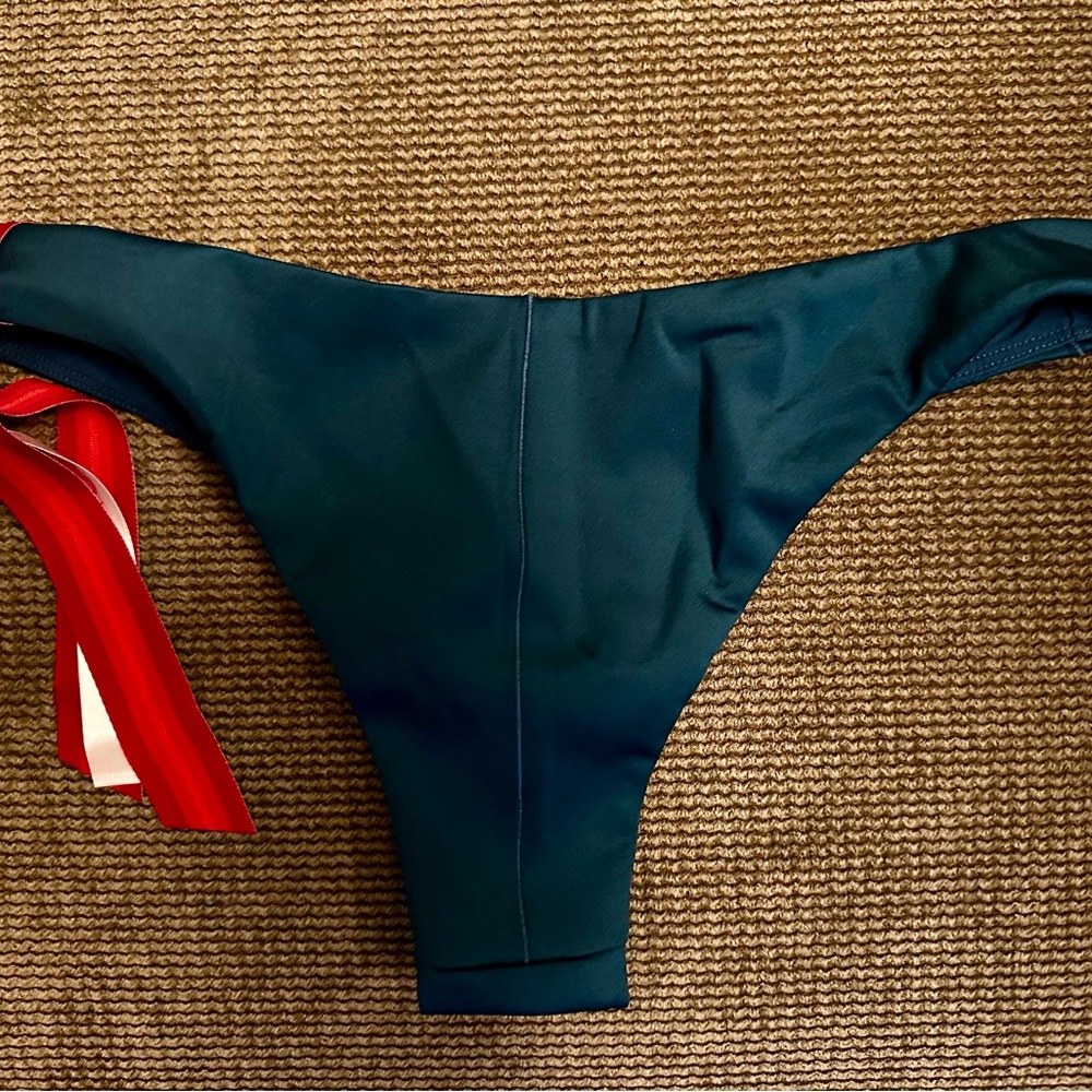Left On Friday Deep End (Teal) streamline bikini bottoms- small